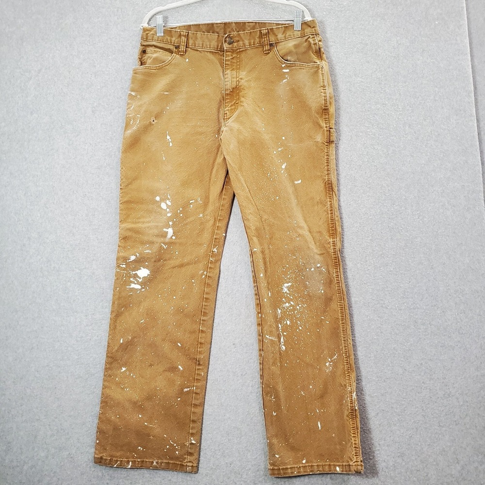 Dickies Men Jeans 34x32 Brown Carpenter Straight Leg Pockets READ